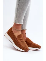 Mokasyny Damskie Na Platformie Eko Zamszowe Camel Inesqua