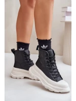 Skórzane Ocieplane Trampki Na Masywnej Platformie Big Star OO274A599 Czarne Skórzane Ocieplane Trampki Na Masywnej Platformie Big Star OO274A599 Czarne