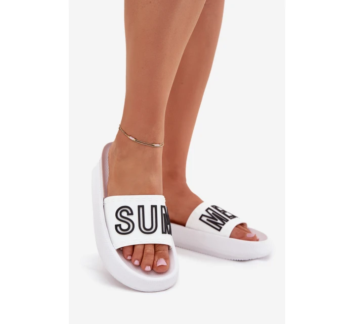 Dámské Pantofle Na Silné Podešvi SUMMER Bílé model 21704122 - VINCEZA