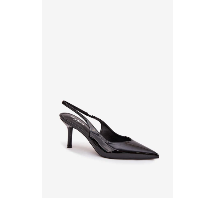 Lakované lodičky na jehlovém podpatku Černé Phelia