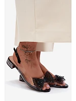 Dámské sandály průhledné s mašlí D&A MR61-9001 Černé