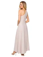 M718 Maxi šaty na jedno rameno - čierne