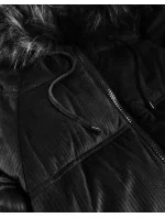 Černá dámská manšestrová bunda s kapucí model 22017377 - Libland