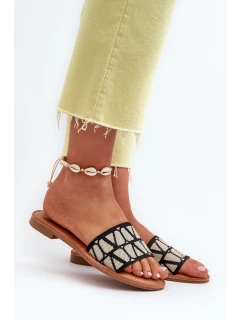 Dámské černé sandály na ploché podrážce model 21657438 - Boto