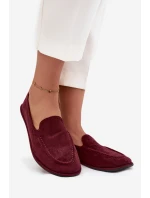 Mokasyny Damskie Z Eko Zamszu Płaskie Bordowe Miryelle