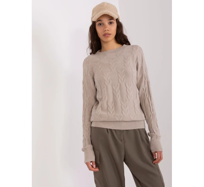 Sweter AT SW model 19040861 beżowy - FPrice Sweter AT SW model 19040861 beżowy - FPrice