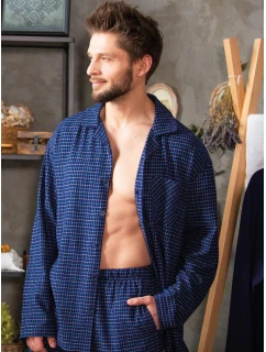 Kľúč MNS 457 B24 Flanelové dlhé/r M-2XL pánske pyžamo bez zipsu