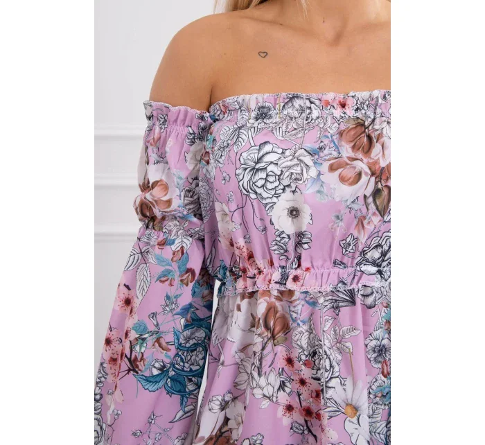 Španielske kvetinové fialové šaty