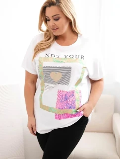 Dámska bavlnená blúzka s nápisom Gold White + Green