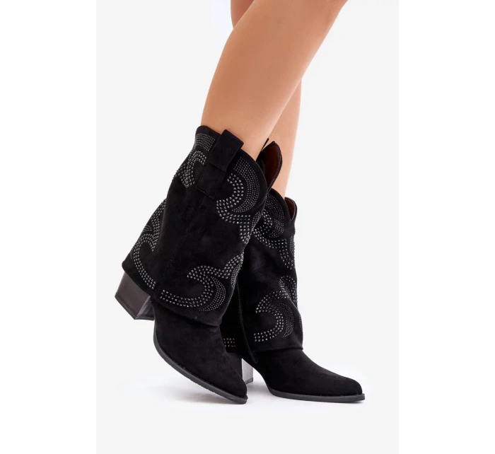 Zdobené členkové kovbojské topánky S.Barski Black Zdobené členkové kovbojské topánky S.Barski Black