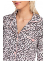 Dámska nočná košeľa 15446 - 271 sivá / ružová so vzorom - Vamp