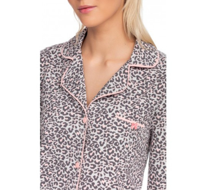 Dámska nočná košeľa 15446 - 271 sivá / ružová so vzorom - Vamp