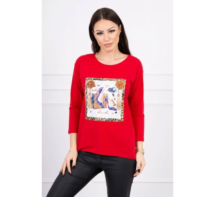 Halenka s 3D grafikou a model 18743922 volánky červená - K-Fashion Halenka s 3D grafikou a model 18743922 volánky červená - K-Fashion