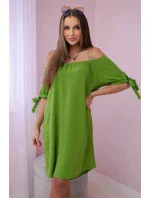Šaty viazané na rukávoch olivové Šaty viazané na rukávoch olivové