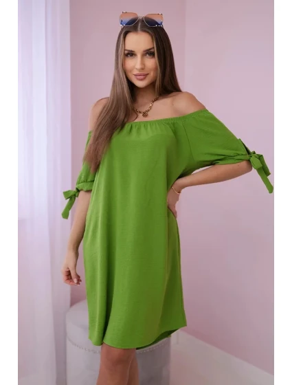 Šaty viazané na rukávoch olivové Šaty viazané na rukávoch olivové