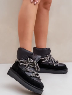 Semišové Sněhule Dámské S Šněrováním  Černé model 21679979 - D.Franklin