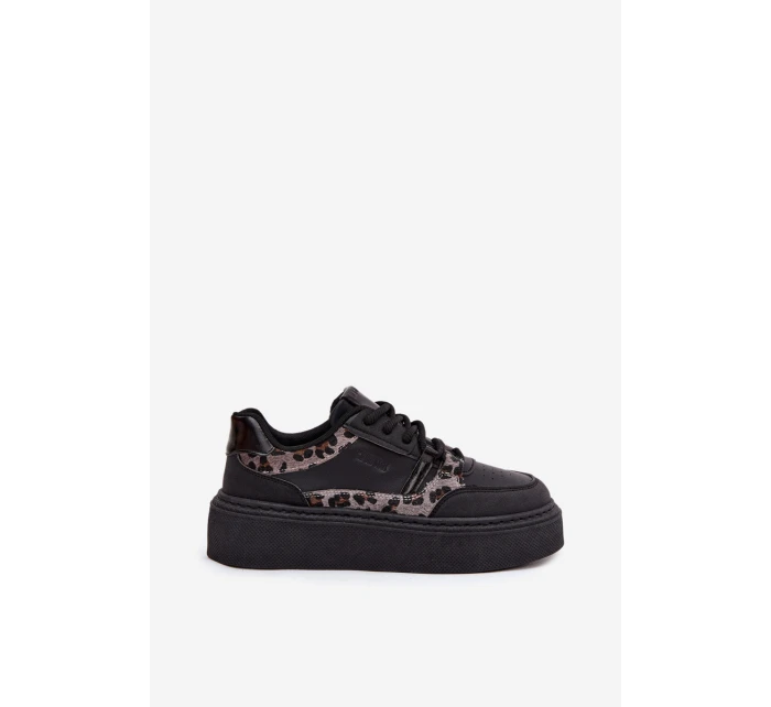 Damskie Sneakersy Na Platformie Big Star SS274358 Panterka Czarne Damskie Sneakersy Na Platformie Big Star SS274358 Panterka Czarne