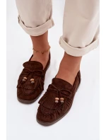 Ženské mokasíny s třásněmi a korálky Čokoládové model 21937642 - Boto Ženské mokasíny s třásněmi a korálky Čokoládové model 21937642 - Boto