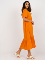 Oranžové bavlnené šaty s volánom Eseld OCH BELLA