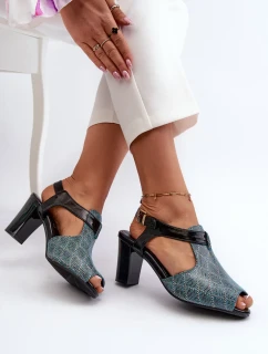 Tyrkysové tyrkysové dámske sandále Queenmarie na vysokom podpätku z ekokože