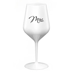 MRS. - bílá nerozbitná sklenice na víno 470 ml