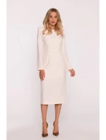 Tužkové šaty s ozdobnými rameny kost model 22290548 - STYLOVE Tužkové šaty s ozdobnými rameny kost model 22290548 - STYLOVE