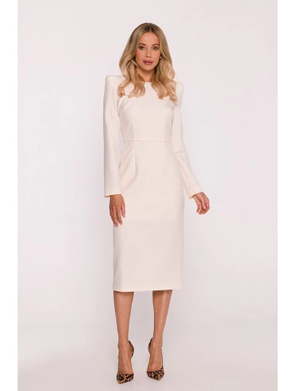 Tužkové šaty s ozdobnými rameny kost model 22290548 - STYLOVE Tužkové šaty s ozdobnými rameny kost model 22290548 - STYLOVE