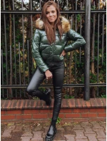 Dámská zimní prošívaná krátká bunda zelená Dstreet model 21963982 - FashionStreet