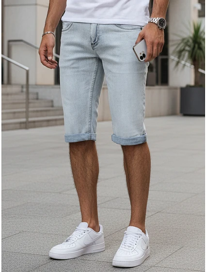 Spodenki męskie jeansowe niebieskie model 22210694 - FashionStreet Spodenki męskie jeansowe niebieskie model 22210694 - FashionStreet