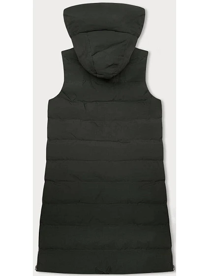 Dlouhá dámská péřová vesta v army barvě model 18822994 - J.STYLE