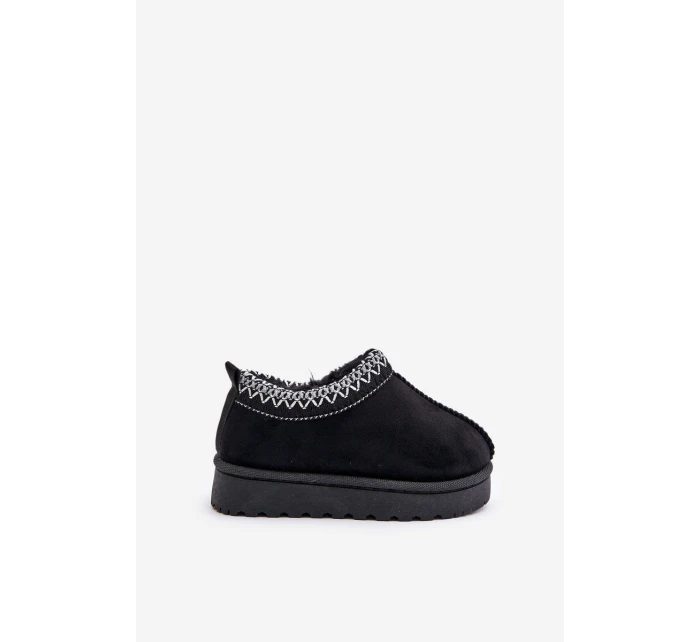 Śniegowce Botki Dziecięce Na Platformie Ocieplane Futerkiem Czarne Vilabria