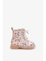 Detské zateplené členkové topánky so zipsom Unicorns Beige Tiptop
