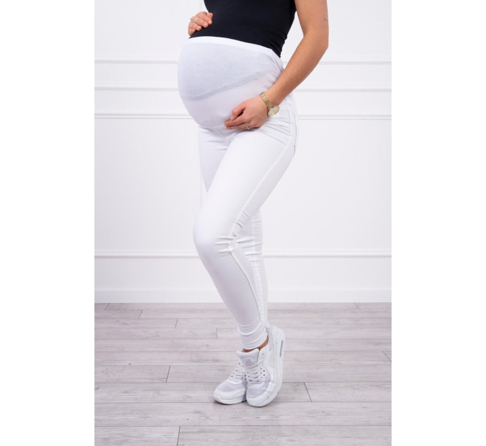 Dámske tehotenské džínsové nohavice 2671-1 Biela - Kesi