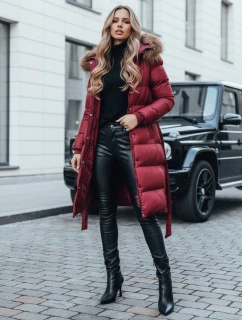 Dámska prešívaná zimná bunda s kožušinou STYLEBELLA červená FashionStreet TY5008