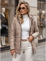 Dámska prešívaná bunda s odnímateľnou kapucňou, béžová, FashionStreet TY5793