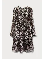 Béžové dámské šaty s přeloženým obálkovým výstřihem model 15498070 - MADE IN ITALY