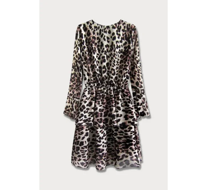 Béžové dámské šaty s přeloženým obálkovým výstřihem model 15498070 - MADE IN ITALY Béžové dámské šaty s přeloženým obálkovým výstřihem model 15498070 - MADE IN ITALY