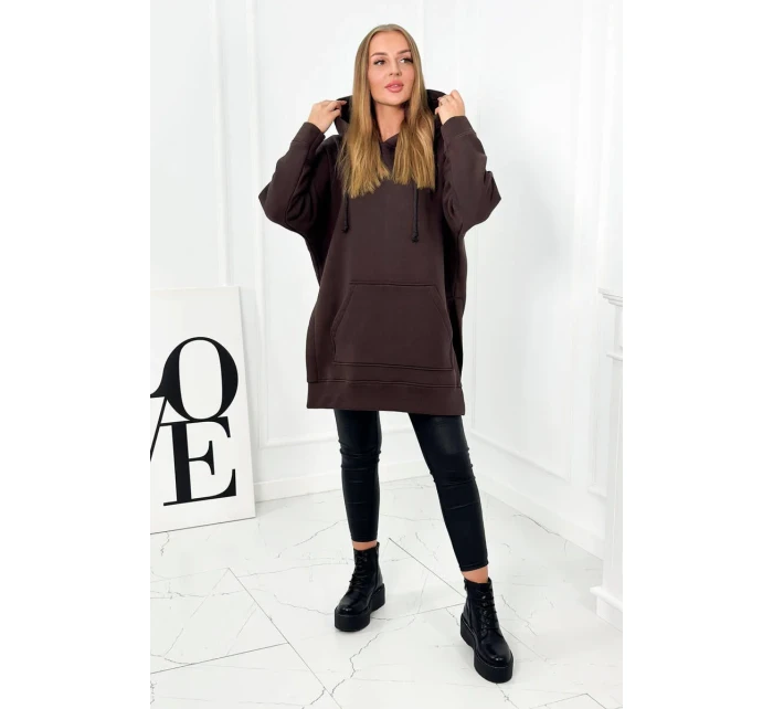 Zateplená mikina s bočnými otvormi hnedá Zateplená mikina s bočnými otvormi hnedá