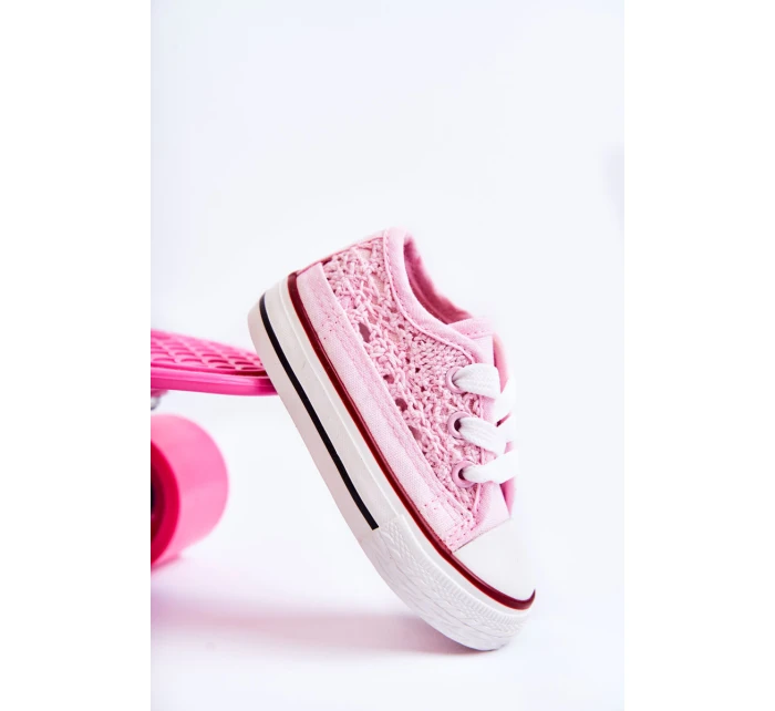 Dziecięce Trampki Z Koronką Różowe Roly-Poly Dziecięce Trampki Z Koronką Różowe Roly-Poly