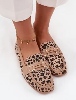 Dámske mokasíny so vzorom pantera Evelora - béžové