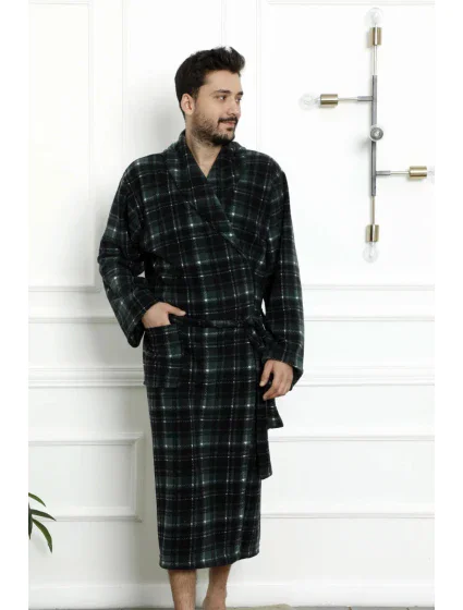Pánský župan zelené káro model 19039296 - Cocoon Secret Pánský župan zelené káro model 19039296 - Cocoon Secret