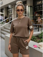 Dámsky viskózový set s motýlikom a šortkami hnedý FashionStreet AY1194 Dámsky viskózový set s motýlikom a šortkami hnedý FashionStreet AY1194