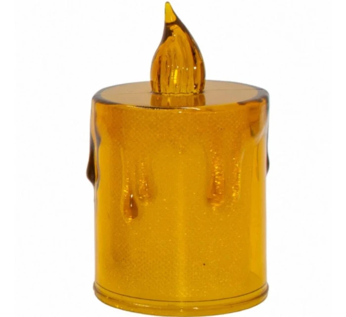 DEKORATÍVNA SVIEČKA 8 CM JANTÁROVÁ TEPLÁ BIELA 1 LED