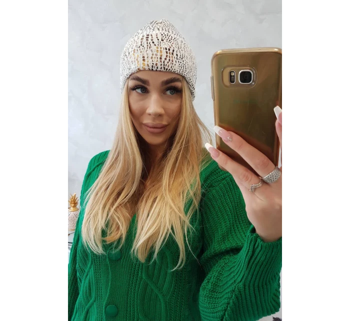 Čiapka s mohérom Leopard K233 biela