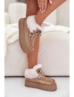 Niskie Śniegowce Damskie Na Platformie Z Futerkiem Ciemnobeżowe Neathren Niskie Śniegowce Damskie Na Platformie Z Futerkiem Ciemnobeżowe Neathren