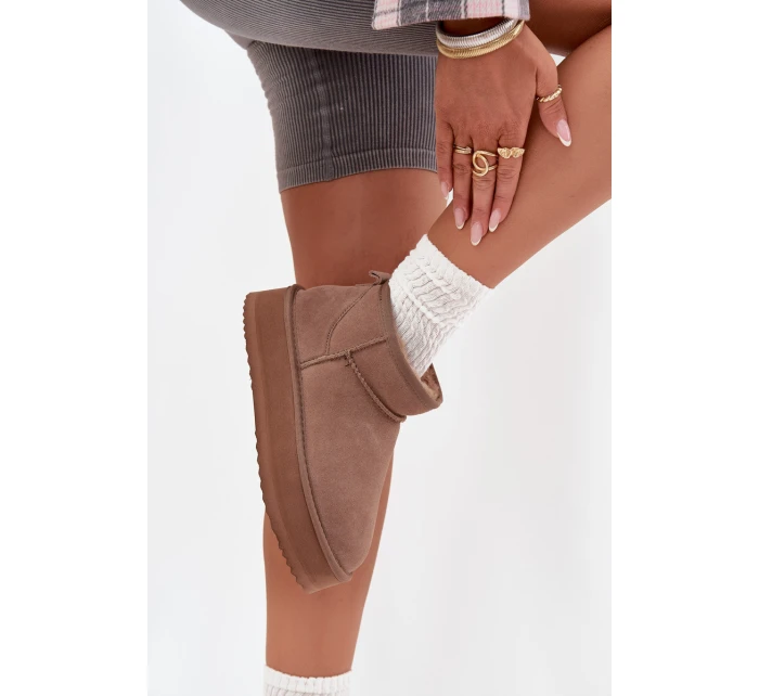 Semišové zimní boty pro ženy na platformě model 21707692 béžové - VINCEZA