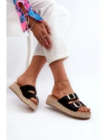 Dámske papuče s opleteným eko semišom čierne Zaloemi