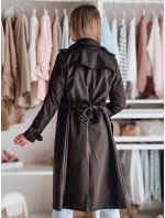 Dámský dlouhý kabát s páskem černý Dstreet model 21986652 - FashionStreet