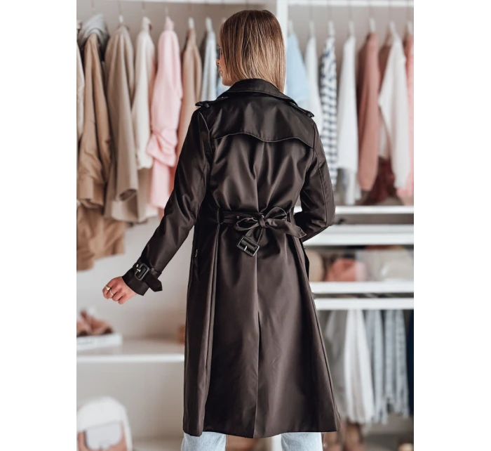 Dámský dlouhý kabát s páskem černý Dstreet model 21986652 - FashionStreet