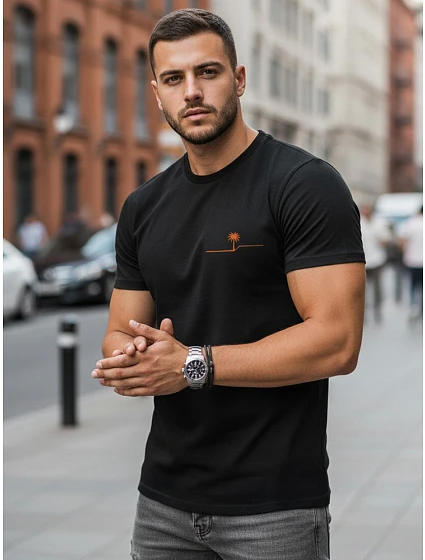 Tshirt męski z nadrukiem czarny model 22182533 - FashionStreet